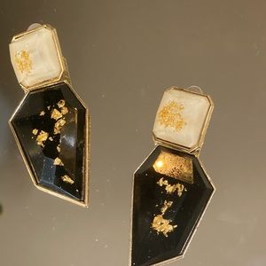 White, Black and Gold Dusted Earrings